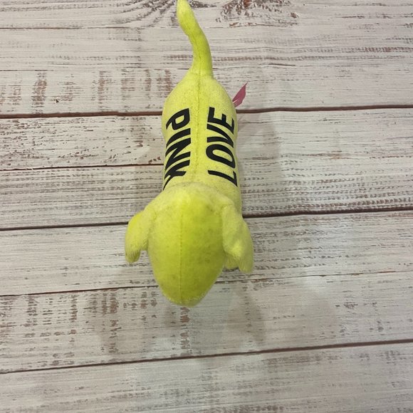Victoria's Secret PINK Neon Yellow Velvet Love Graphic Stuffed Mini Dog - Picture 3 of 5